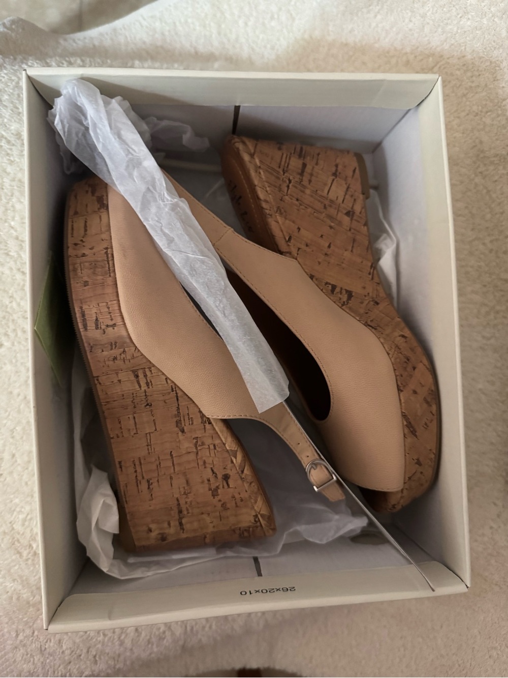 Style & Co. Beige Slingback Cork Wedge Sandal Size 6M